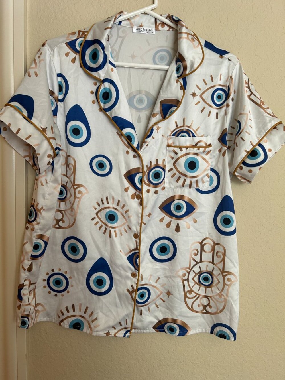 Silky pajama set - shorts - Evil Eye - SheShow